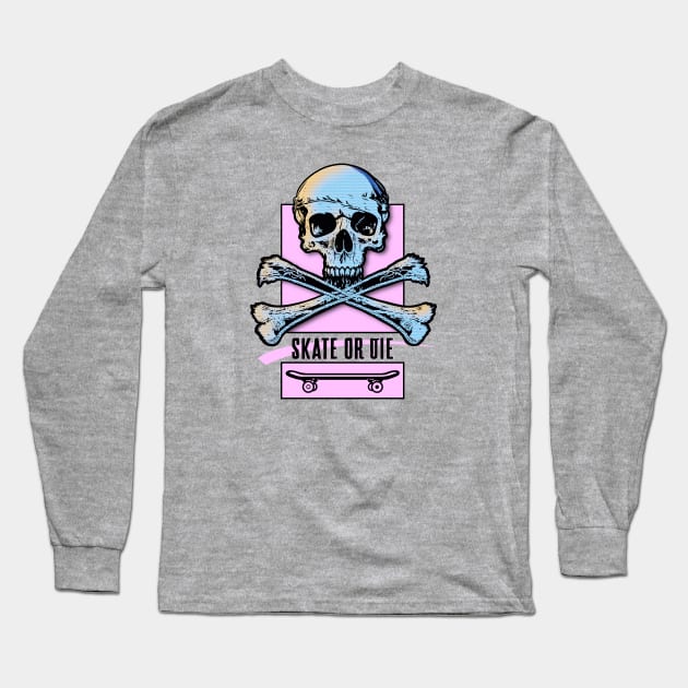 Jolly Roger - Skate or Die Long Sleeve T-Shirt by Monkey Business Bank